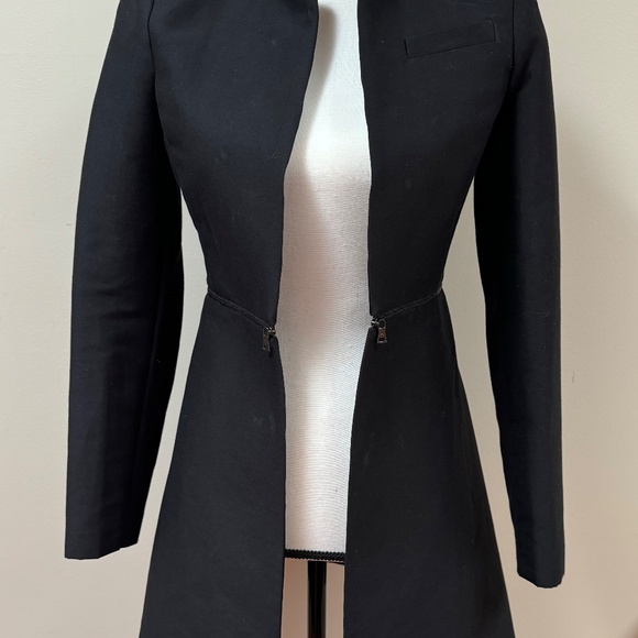 BCBG MAXAZRIA Women's Black Arelia A Line Tuxedo Blazer XXS Rare Zip Crop Coat - Picture 4 of 8